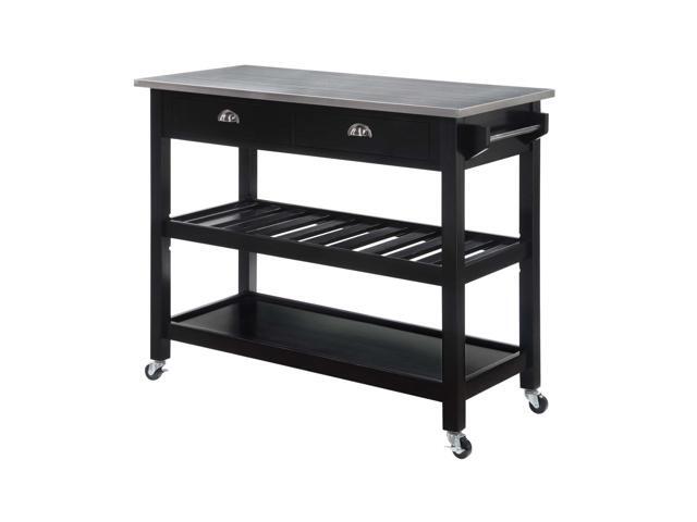 American Heritage 3 Tier Stainless Steel Kitchen Cart with Drawers