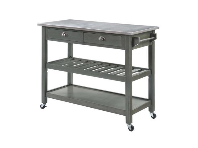 American Heritage 3 Tier Stainless Steel Kitchen Cart with Drawers