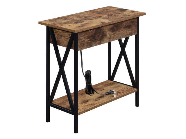 Ergode Tucson Flip Top End Table with Charging Station and Shelf