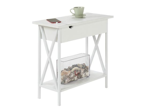 Ergode Tucson Flip Top End Table with Charging Station and Shelf