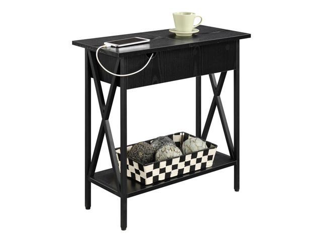 Ergode Tucson Flip Top End Table with Charging Station and Shelf