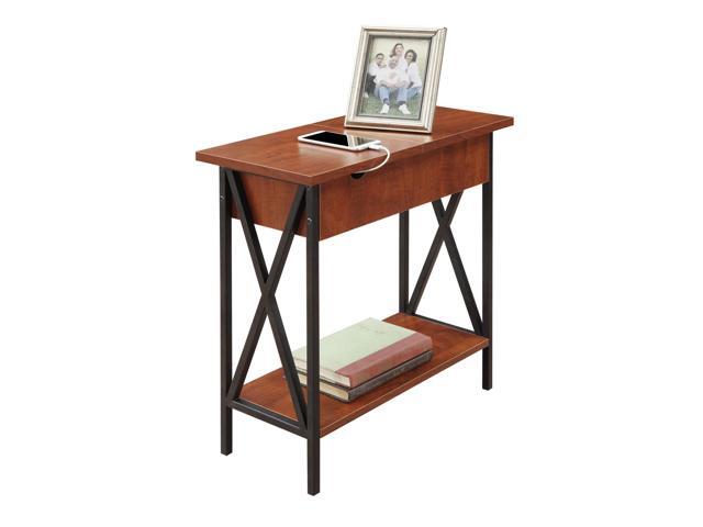Ergode Tucson Flip Top End Table with Charging Station and Shelf