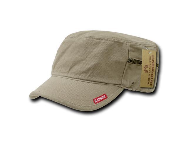 Adjustable Patrol Caps w/ Zipper Khaki