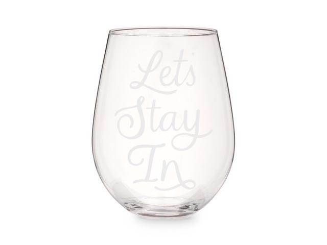 Let's Stay In Stemless Wine Glass by Twine