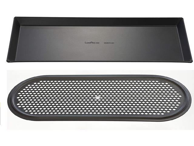 LloydPans Perforated Flatbread Pan One Size Black and Hard Anodized 5 Inch by 15 Inch Flatbread Pizza Pan