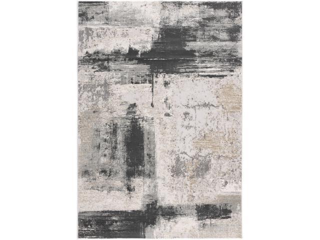 Ergode Modern Abstract Area Rug Large (8x11 feet) - 7'8' x 10'8' Cream Grey
