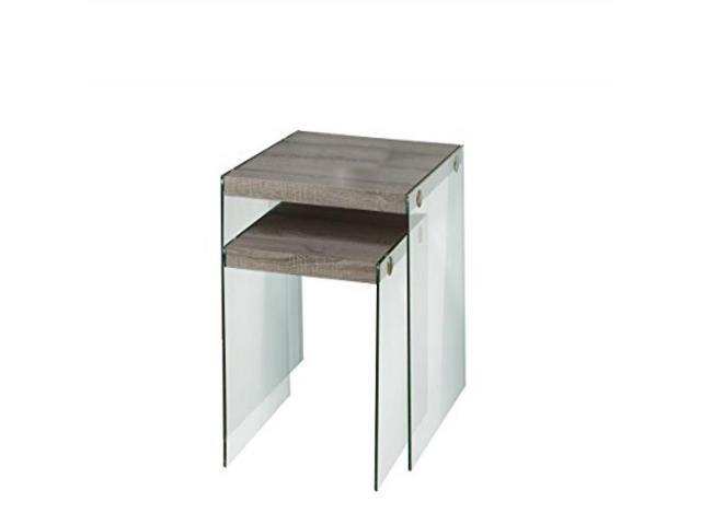 Monarch Specialties Reclaimed-Look 2 Piece Nesting Table Set - i3053