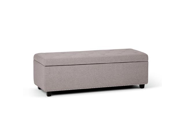 Hamilton 48 inch Wide Traditional Rectangle Storage Ottoman in Cloud Grey Linen Look Fabric