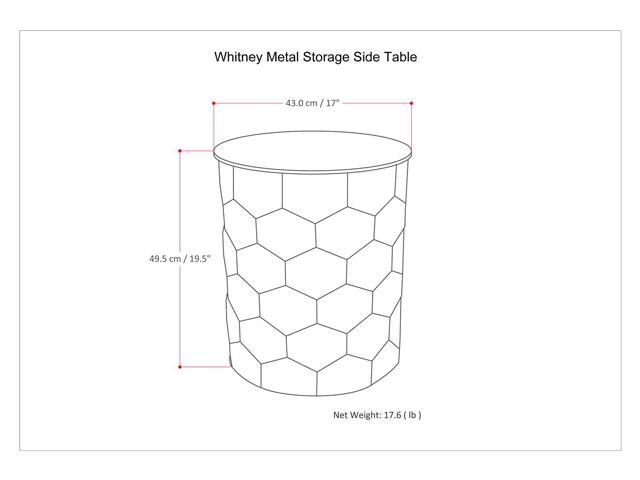 Whitney Contemporary 17 inch Wide Metal Storage Accent Side Table in Antique Bronze Fully Assembled