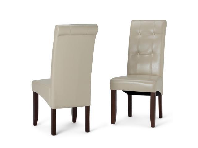 Cosmopolitan Contemporary Deluxe Tufted Parson Chair (Set of 2) in Satin Cream Faux Leather