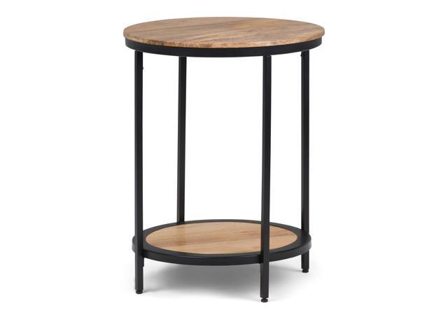 Jenna Contemporary 18 inch Wide Metal Round Accent Side Table in Natural