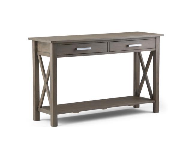 Kitchener Solid Wood 47 inch Wide Contemporary Console Sofa Table in Farmhouse Grey