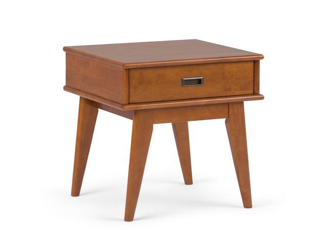 Draper Solid Hardwood 22 inch Wide Rectangle Mid Century Modern End Table in Teak Brown