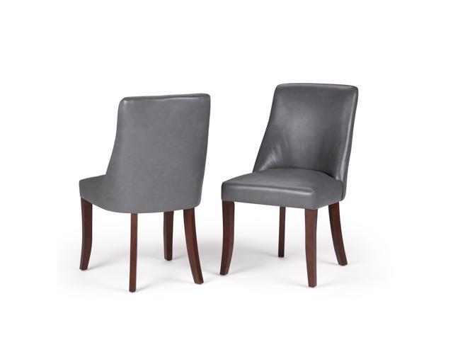 Walden Contemporary Deluxe Dining Chair (Set of 2) in Stone Grey Faux Leather