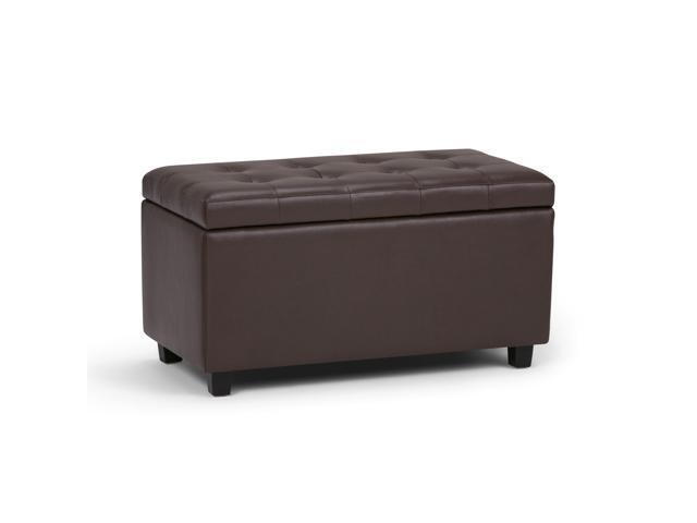 Cosmopolitan 34 inch Wide Contemporary Rectangle Storage Ottoman in Chocolate Brown Faux Leather