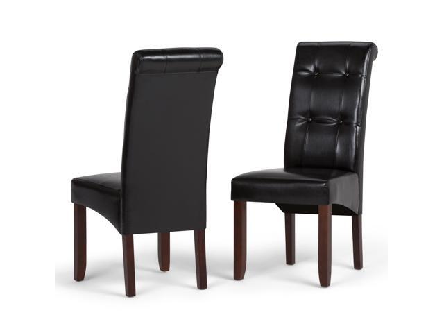 Cosmopolitan Contemporary Deluxe Tufted Parson Chair (Set of 2) in Midnight Black Faux Leather