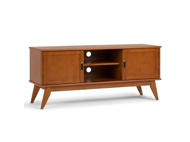 Draper Solid Hardwood 60 inch Wide Mid Century Modern TV Media Stand in Teak Brown For TVs up to 65 inches