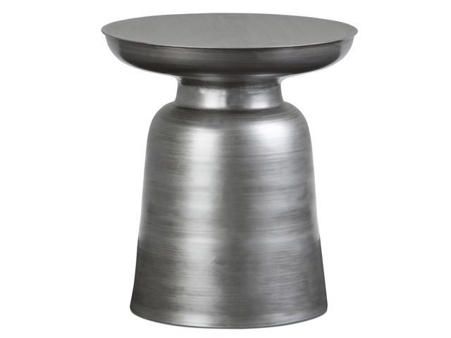 Toby Contemporary 17 inch Wide Metal Accent Side Table in Silver Fully Assembled