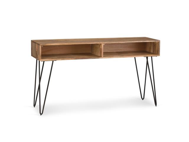 Hunter Solid Mango Wood and Metal 55 inch Wide Mid Century Modern Console Sofa Table in Natural