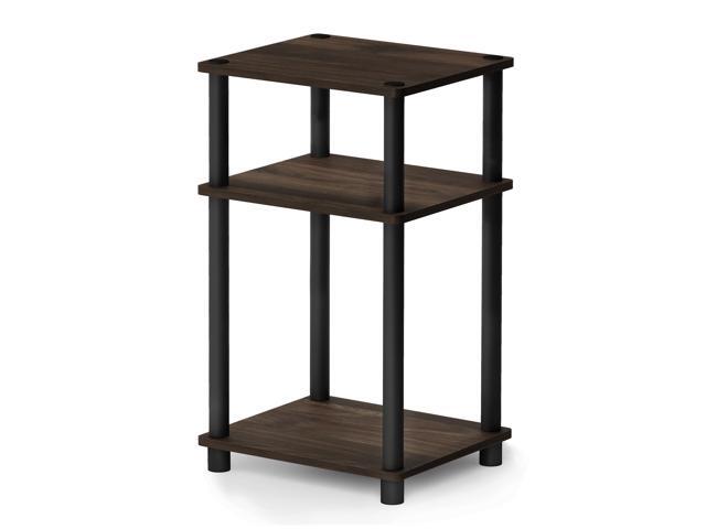 Furinno Just 3-Tier Turn-N-Tube End Table Columbia Walnut/Brown 11087CWN/BK