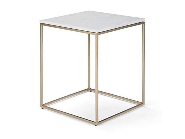Kline Modern Industrial 18 inch Wide Metal Accent Side Table in White Gold