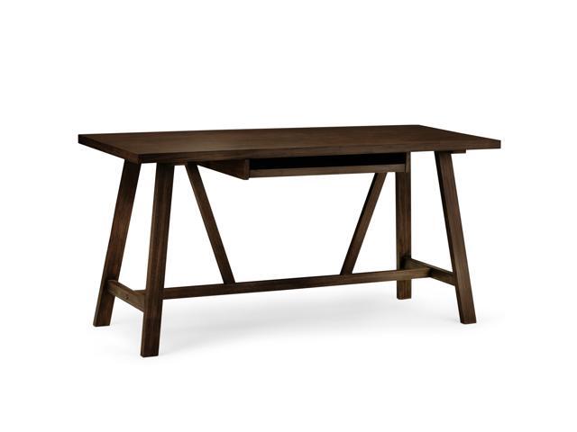 Dylan Solid Wood Modern Industrial 60 inch Wide Writing Office Desk in Dark Tobacco Brown
