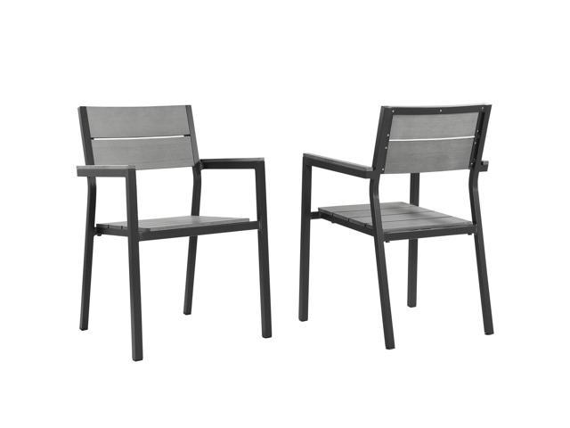 Maine Dining Armchair Outdoor Patio Set of 2 - Brown Gray