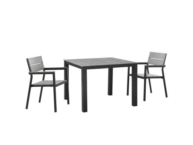 Maine 3 Piece Outdoor Patio Dining Set - Brown Gray