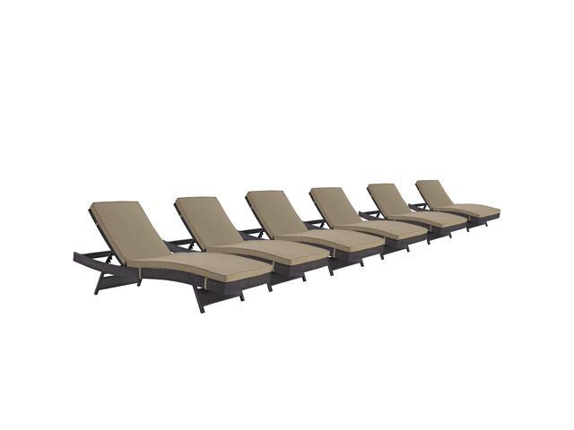 Convene Chaise Outdoor Patio Set of 6 - Espresso Mocha