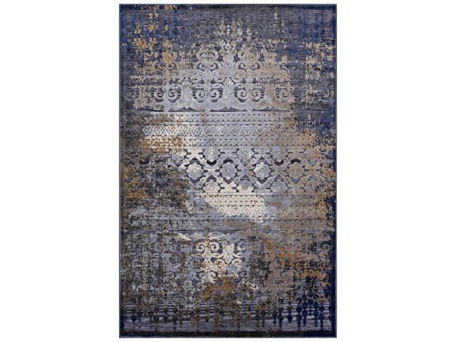 Kalene Distressed Vintage Turkish 5X8 Area Rug - Blue Rust and Cream