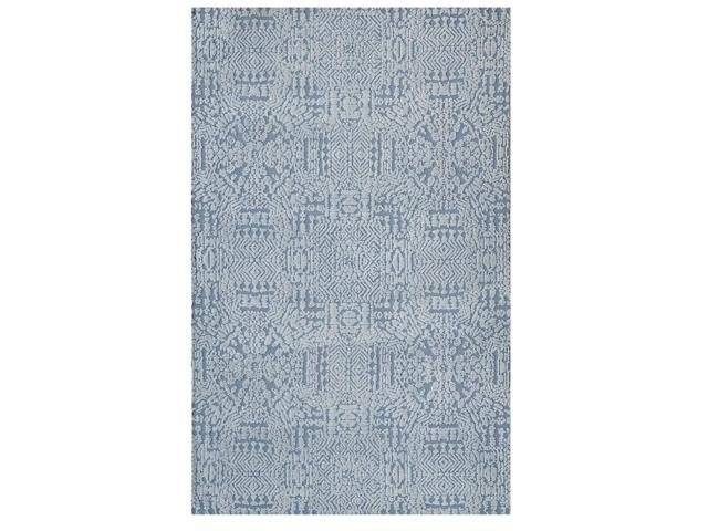 Javiera Contemporary Moroccan 5x8 Area Rug - Ivory and Light Blue