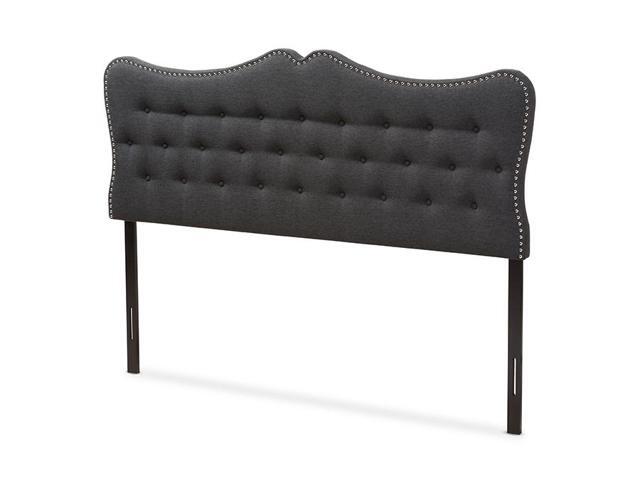 Baxton Studio Emma Modern and Contemporary Dark Grey Fabric Queen Size Headboard