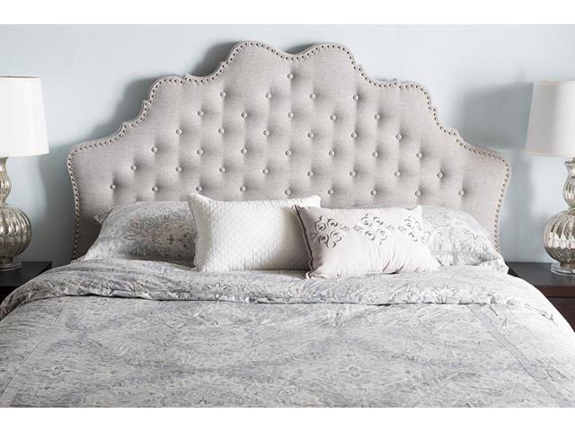 Baxton Studio Hilda Modern and Contemporary Greyish Beige Fabric Queen Size Headboard