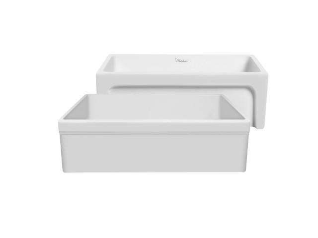 Glencove 30' Reversible Matte Kitchen Fireclay Sink with Elegant Beveled Front Apron on one side and a Decorative 2' Lip Plain on Opposite Side
