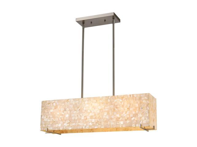 Capri 3-Light Linear Chandelier in Satin Nickel with Glass and Capiz Shells By ELK Lighting
