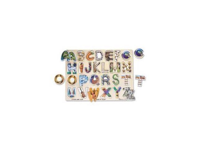 Wooden Alphabet Puzzle With Pictures Under The Pieces