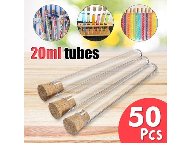 50PCS 20ml Transparent Plastic Test Tubes With Corks Stoppers Clear Like Glass Wedding Favor Tubes Party Favour Lab supplies