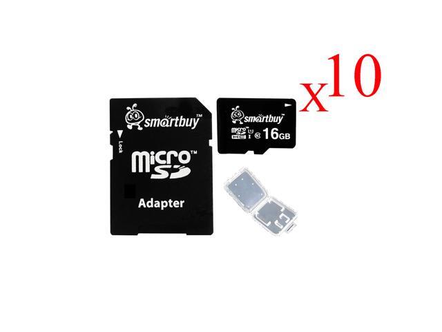 Smartbuy Micro SDHC Class 10 TF Flash Memory Card SD HC C10 Ultra U1 UHS-I HD For Camera Mobile Phone Tab GPS MP3 TV + Adapter + Mini Case (16GB
