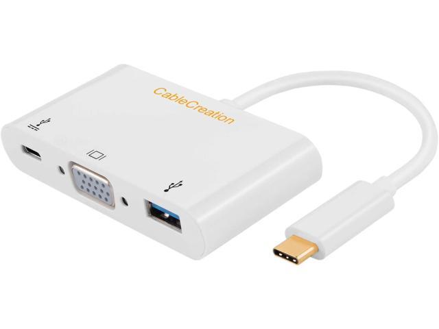 USB C to VGA Hub CableCreation 3 in 1 Type C(Thunderbolt 3) to VGA USB 30 USB C PD Converter Compatible with MacBook Pro 2019 iPad Pro 2019