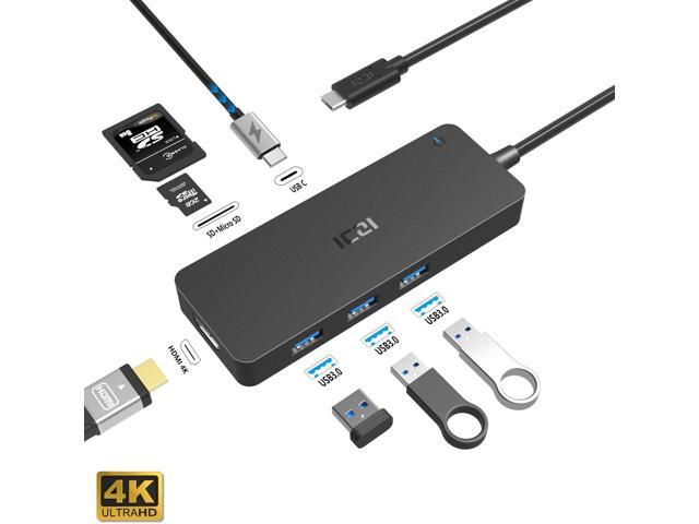 USB C HUB ICZI Type C Hub with 4K HDMI Port 3 USB 30 Ports SD + MicroSD Card Reader Type C Port Support Power Delivery for MacBook Pro ASUS