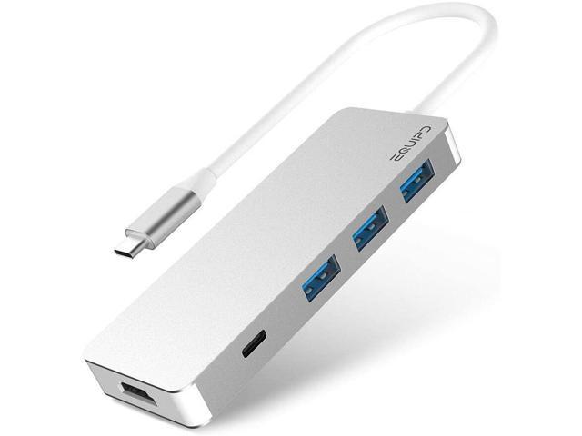 EQUIPD USB C Hub 6-in-1 USB C Adapter with 4K USB C to HDMI 100W Power Delivery Type C Data Port Three USB 30 Ports for MacBook Pro 2017/2018