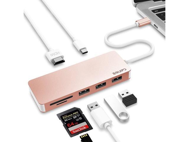 USB C Hub EQUIPD 7 in 1 Aluminum Type C Adapter USB C Charging Port 4K HDMI Output 1 USB 30/2 USB 20 Ports SD/microSD Card Reader Compatible
