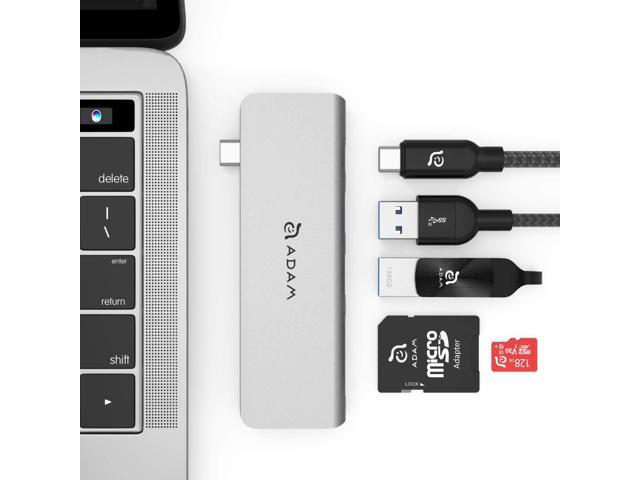 ADAM ELEMENTS CASA Hub 5E - Universal 5-in1 Card Reader USB-C Hub - SD + MicroSD High Speed Writes and Reads Fast Charging 60W USB-C PD 30