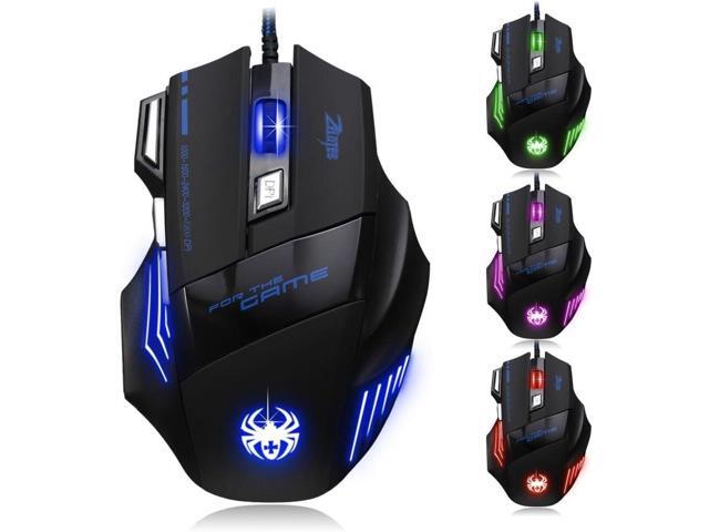 Zelotes 7200 DPI 7 Buttons Professional LED Optical USB Wired Gaming Mouse Mice for Gamer