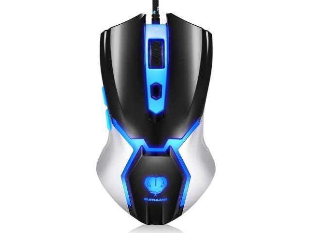 Gaming MouseUSB Wired PC Gaming Mice 3200 DPI with 4 Adjustable Levels Comfortable Ergonomic Grip Design with Blue LED 6 Programmable Buttons for