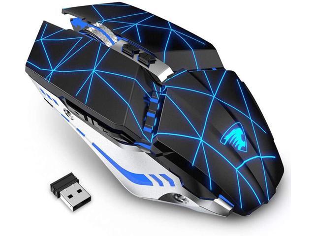 TENMOS T12 Wireless Gaming Mouse Rechargeable 24G Silent Optical Wireless Computer Mice with Changeable LED Light Compatible with Laptop PC 7
