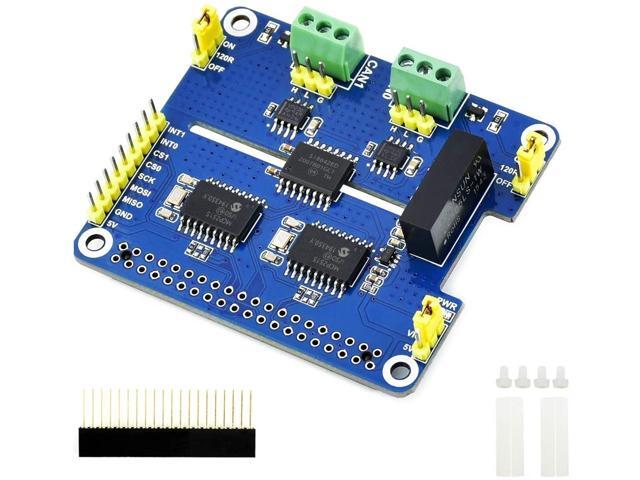 2-Channel Isolated CAN Bus Expansion HAT Compatible with Raspberry Pi/Arduino/STM322-CH CAN HAT with MCP2515 + SN65HVD230 Dual Chips