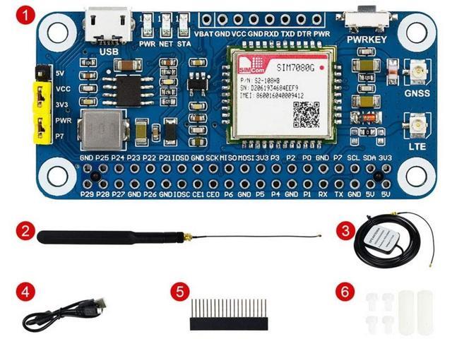 NB-IoT/Cat-M(eMTC)/GNSS HAT for Raspberry Pi Based on SIM7080G Supports Protocols as TCP/UDP/HTTP/HTTPS/TLS/DTLS/PING/LWM2M/COAP/MQTT Globally