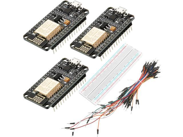 3 Pieces ESP8266 CP2102 ESP-12E Internet WiFi Board Open Source Serial Wireless Module for NodeMCU Arduino IDE Micropython 830 Point Solderless