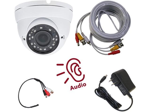 Evertech 1080p Security Camera with CCTV Microphone 1000mA Adapter and 50ft pre-Made Cable Set